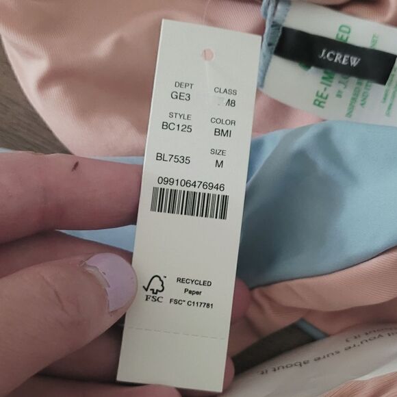 New J.Crew Curved-Waist Cheeky Bikini Bottom in Light Blue NWT - Picture 6 of 11